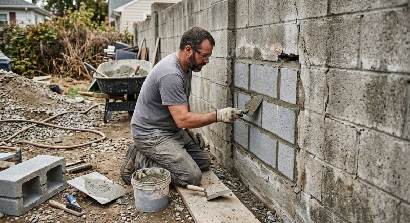 Cinder Block Wall Repair in Morganton, GA