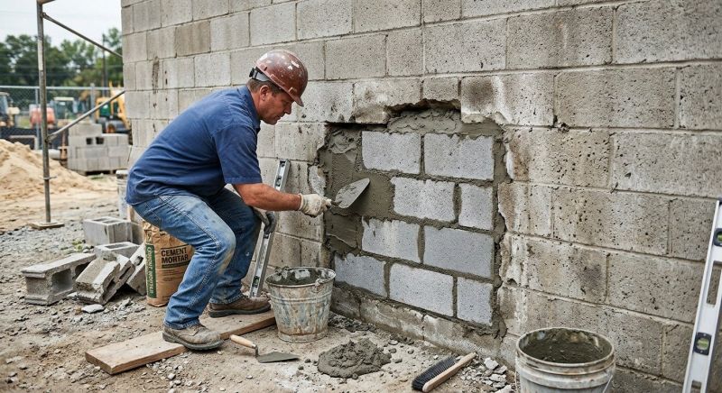 Cinder Block Wall Repair in Suches, GA