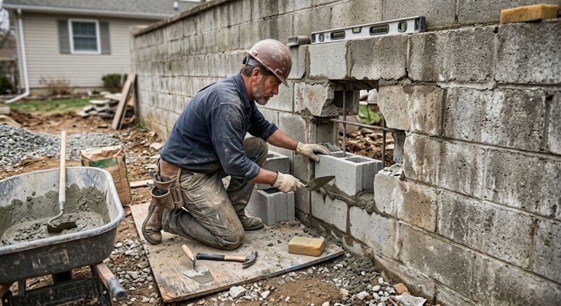 Cinder Block Wall Repair in Union County, GA